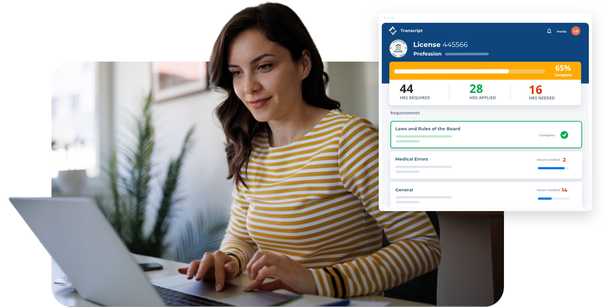 Woman looking at her continuing education requirements